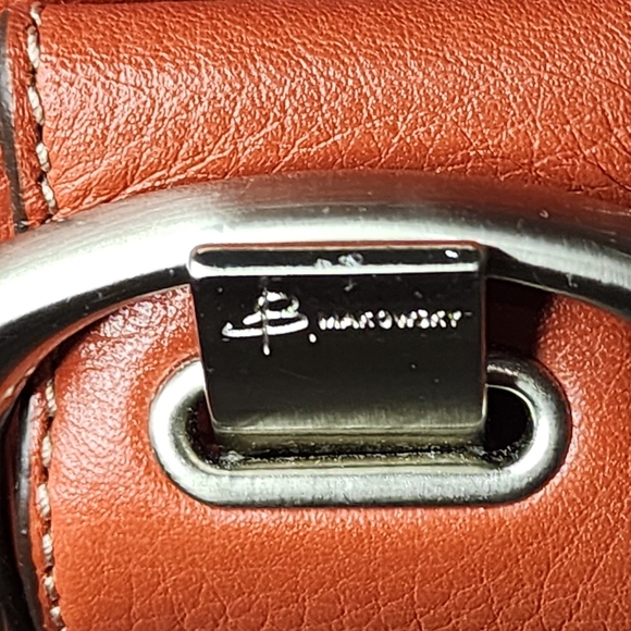 B Makowsky Genuine Leather Shoulder/Crossbody Purse in Orange - Picture 6 of 16